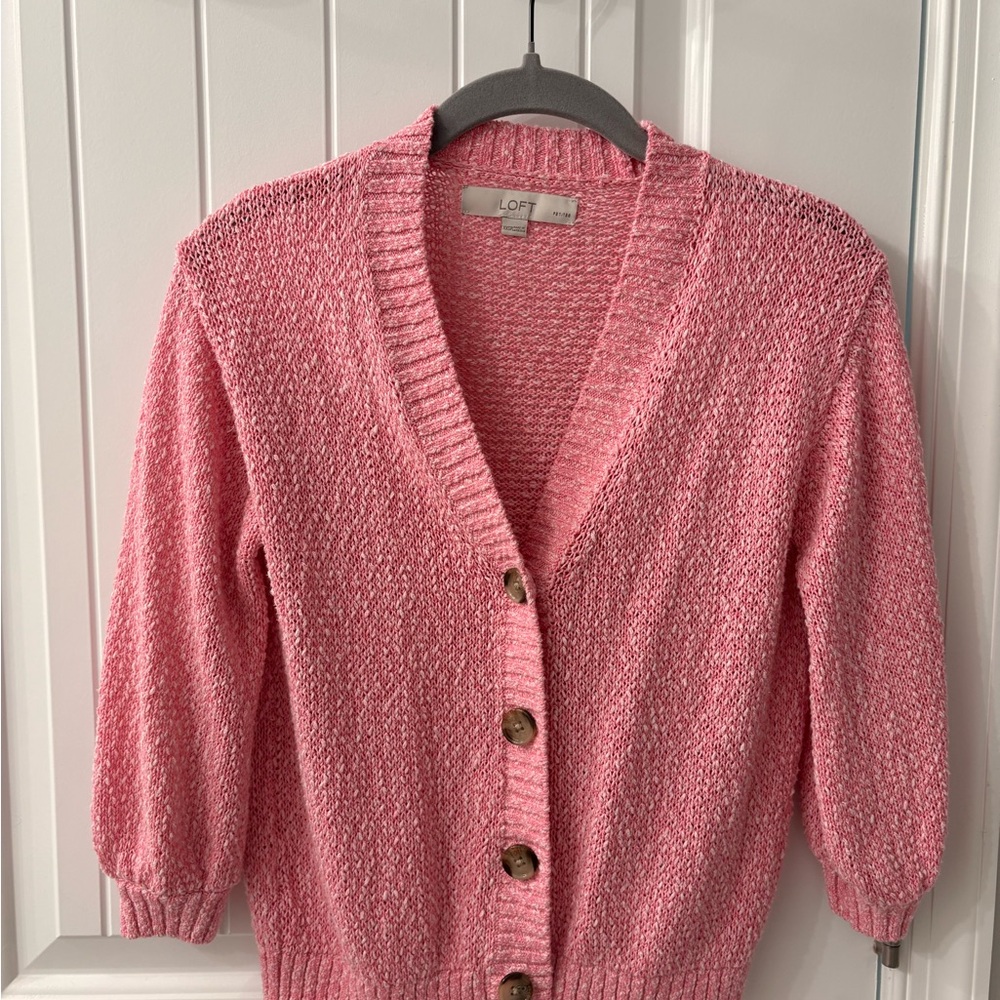 LOFT Button-Up Rose Cardigan
